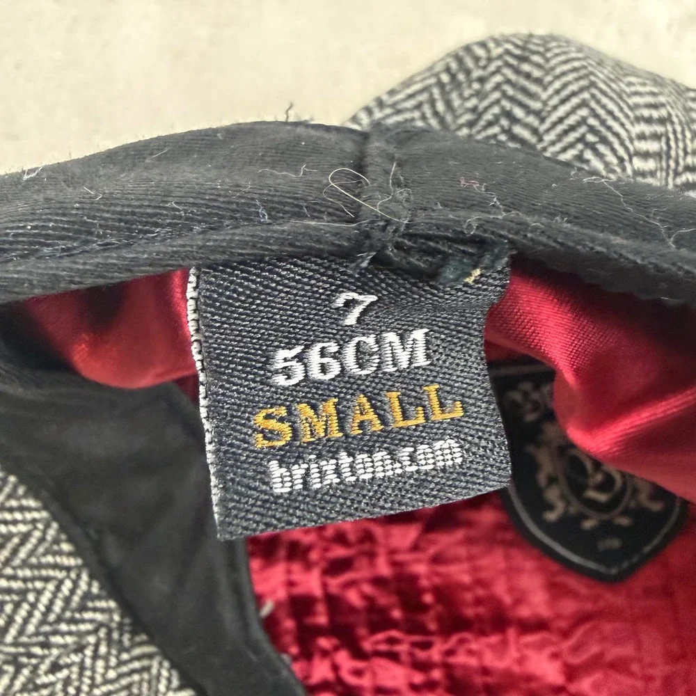 Brixton Brood Newsboy Cap Mens Small Grey Herringbone 8-Panel Flat Cap Hat